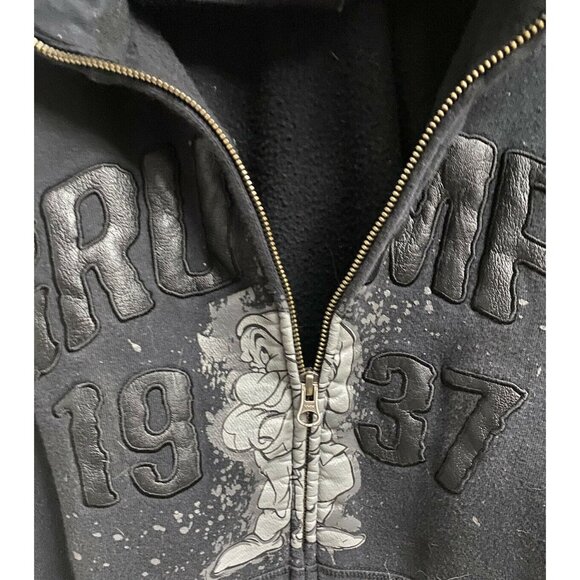 Disney Grumpy  Mens Zip-Up Hoodie M Black - Picture 2 of 9